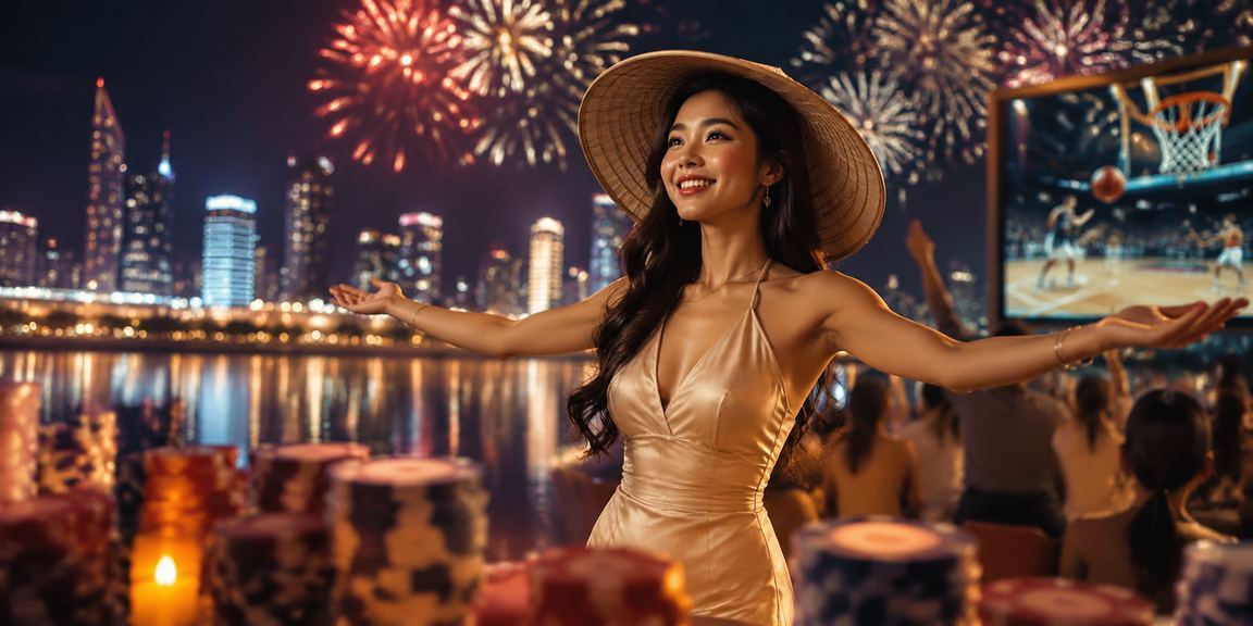 Người phụ nữ đội nón lá tại Nha Trang theo dõi kèo bóng rổ và kiểm tra voucher trực tuyến